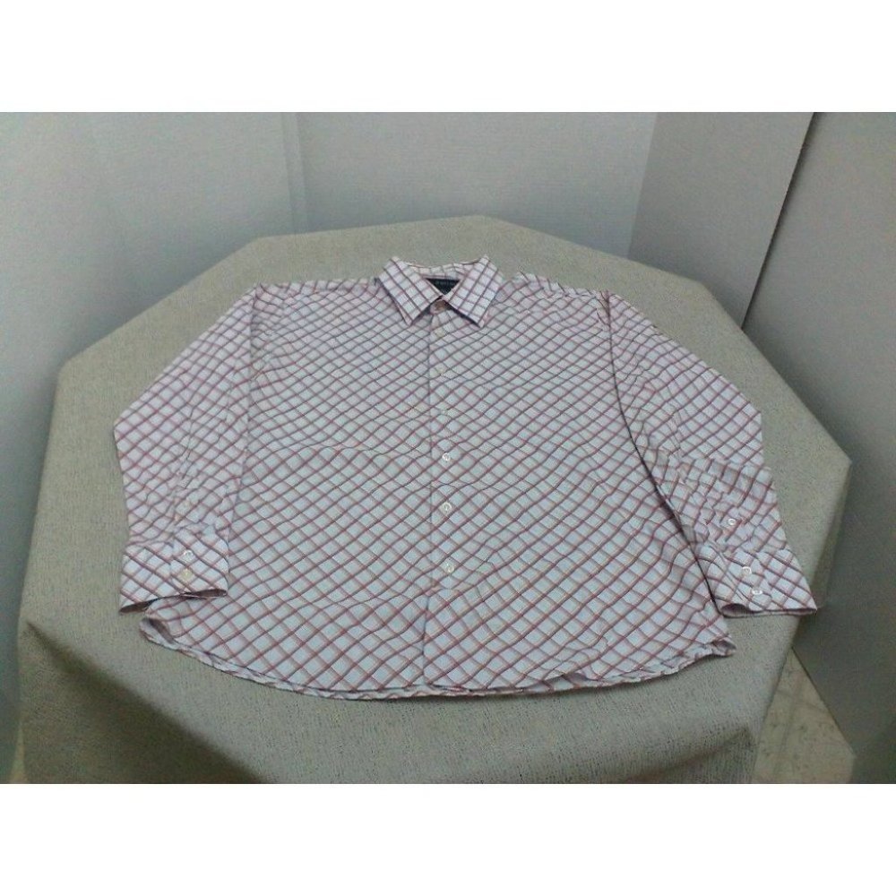 J Ferrar Men's Shirt Long/S Dress Diamond Check Red/Brown/Orange/Tan Siz… - Picture 12 of 16